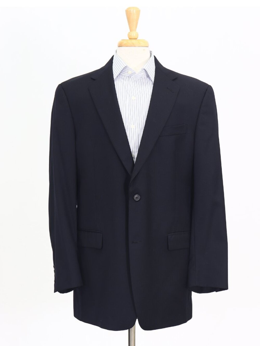 Hart Schaffner Marx 43L Navy Blazer Sport Coat Jacket 2-Button Herringbone M032